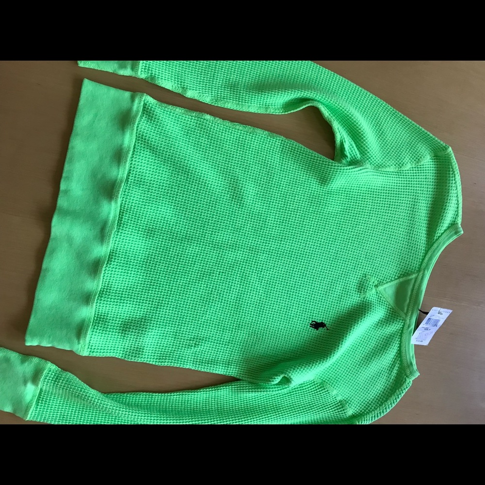 Lime green long sleeve women’s polo